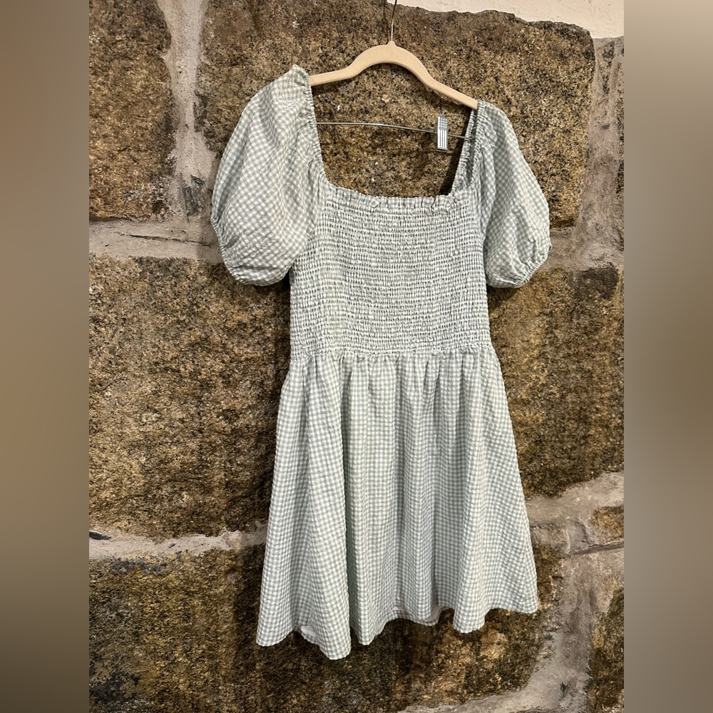 Lost + Wonder Smocked Mini Gress, Sea-foam Green,M